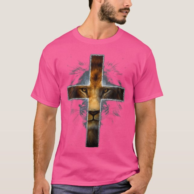 Womens Christian Jesus Lion Of Tribe Judah Cross G T-Shirt (Front)