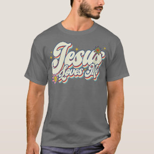 Womens Christian Retro Jesus Loves Me Religious Fa T-Shirt