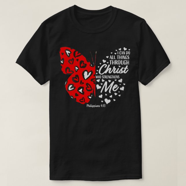 Womens Christian Valentine's Day Red Hearts Butter T-Shirt (Design Front)