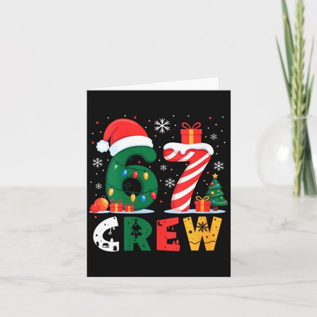 Womens Christmas 67 Crew Brainrot Funny Candy Cane Card (Front)