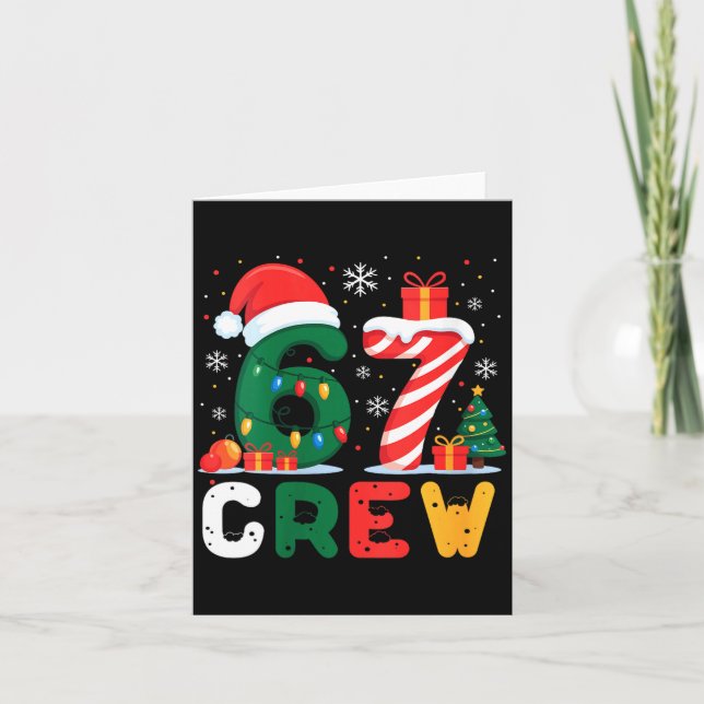 Womens Christmas 67 Crew Brainrot Funny Candy Cane Card (Front)