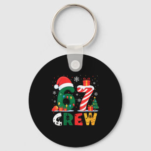 Womens Christmas 67 Crew Brainrot Funny Candy Cane Key Ring