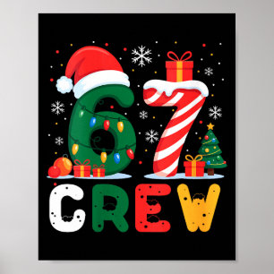 Womens Christmas 67 Crew Brainrot Funny Candy Cane Poster