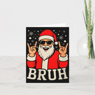 Womens Christmas Bruh Meme Funny Santa Claus Teen  Card