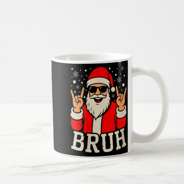 Womens Christmas Bruh Meme Funny Santa Claus Teen  Coffee Mug (Right)