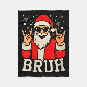 Womens Christmas Bruh Meme Funny Santa Claus Teen  Fleece Blanket