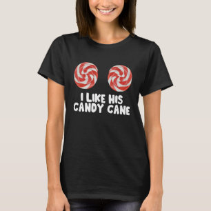 Womens  Christmas Candy Cane Xmas Couples Matching T-Shirt