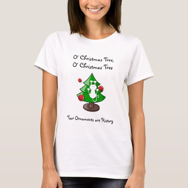 WOMEN'S CHRISTMAS CAT T SHIRT (Front)