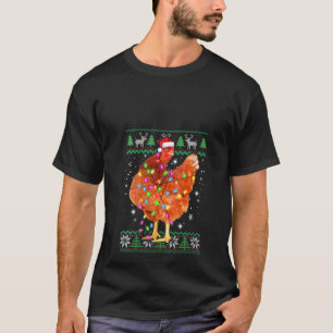 Womens Christmas Chicken Santa Hat Xmas Lights Chi T-Shirt