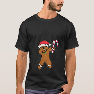 Womens Christmas Dabbing Gingerbread Man Candy Can T-Shirt