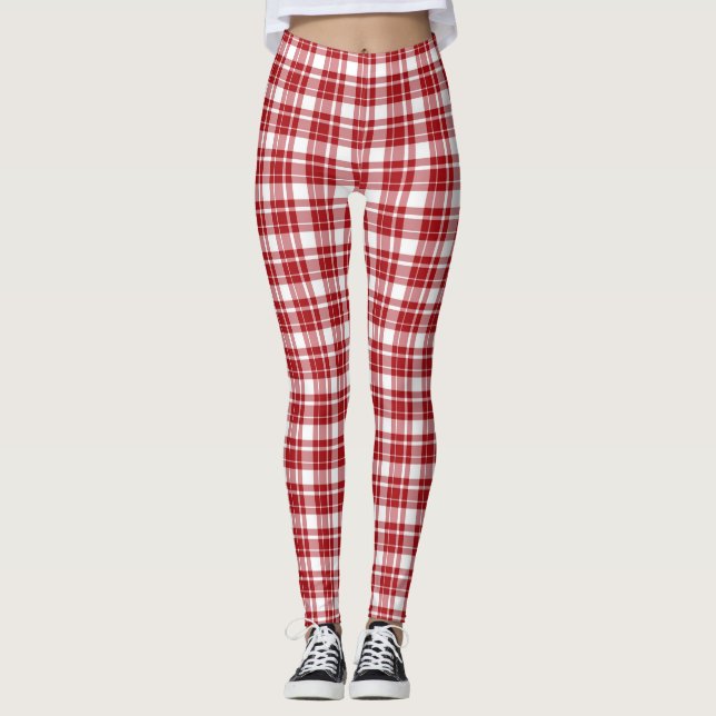 Women's Christmas/ Everyday Red/White Leggings (Front)