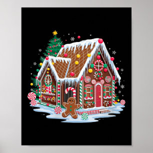 Womens Christmas Gingerbread House Candy Cane X-ma Poster