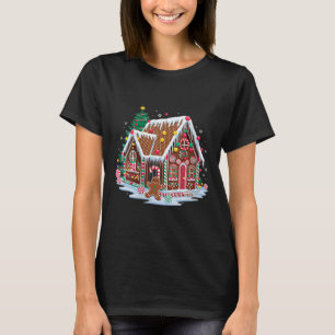 Womens Christmas Gingerbread House Candy Cane X-ma T-Shirt