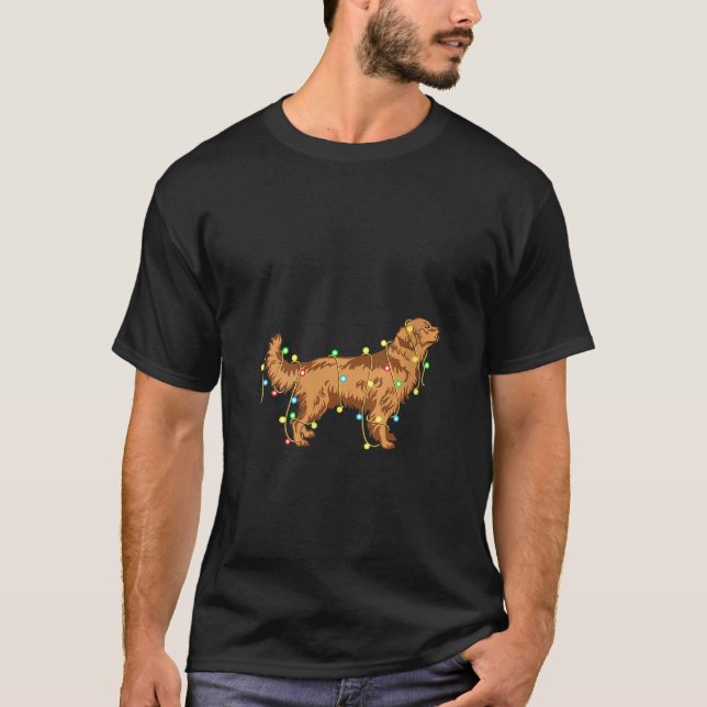 Womens Christmas Lights Golden Retriever Dog Lover T-Shirt (Front)