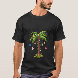 Womens Christmas Palm Tree Light Hawaiian Tropical T-Shirt