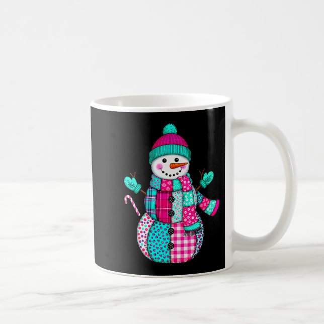 Womens Christmas Patchwork Snowman Preppy Retro Me Coffee Mug (Right)