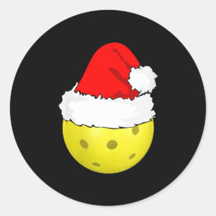 Womens christmas pickleball pickle ball santa hat classic round sticker
