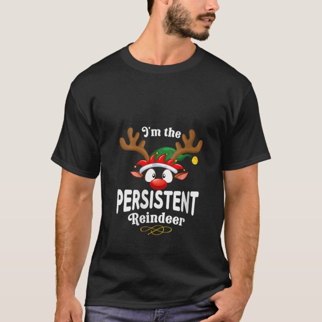 Womens Christmas PJS Persistent XMas Reindeer Matc T-Shirt (Front)
