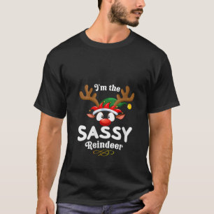 Womens Christmas PJS Sassy XMas Reindeer Matching  T-Shirt