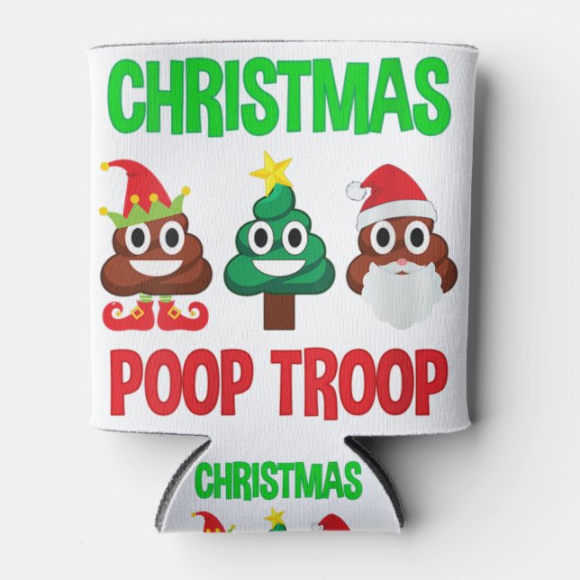 Womens christmas poop troop poop emoji can cooler (Front)