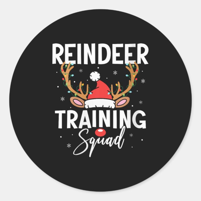 Womens Christmas Running Team Funny Reindeer Train Classic Round Sticker (Front)