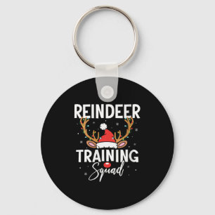 Womens Christmas Running Team Funny Reindeer Train Key Ring
