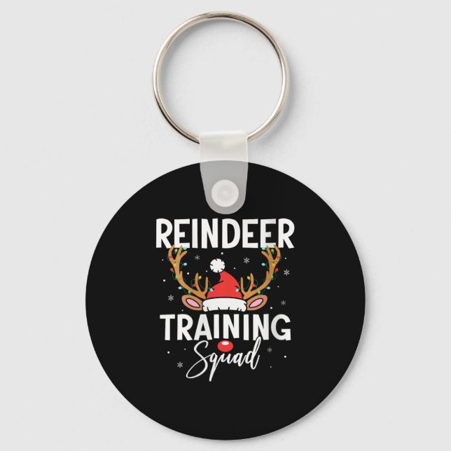 Womens Christmas Running Team Funny Reindeer Train Key Ring (Front)