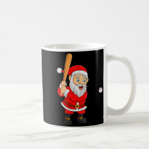 Womens Christmas Santa Playing Baseball Xmas Funny Coffee Mug