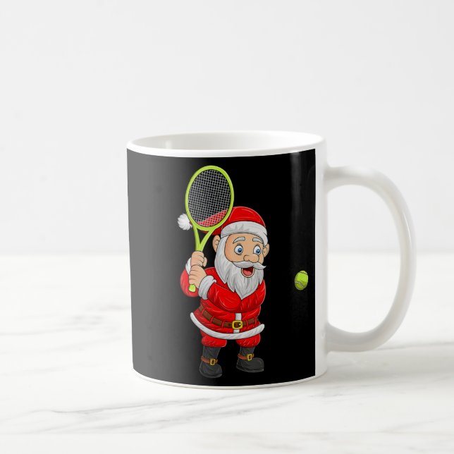 Womens Christmas Santa Playing Tennis Xmas Funny S Coffee Mug (Right)
