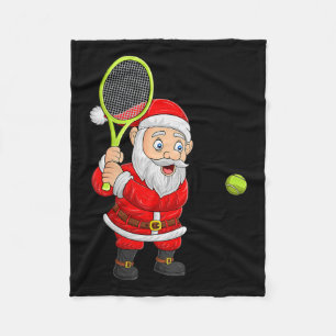Womens Christmas Santa Playing Tennis Xmas Funny S Fleece Blanket