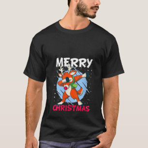 Womens Christmas Snow Dabbing Santa Rudolf Red Nos T-Shirt