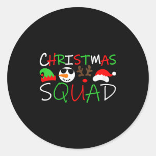 Womens Christmas Squad Reindeer Elf Santa Snowman Classic Round Sticker