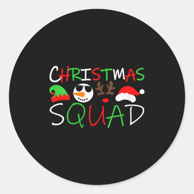Womens Christmas Squad Reindeer Elf Santa Snowman  Classic Round Sticker (Front)
