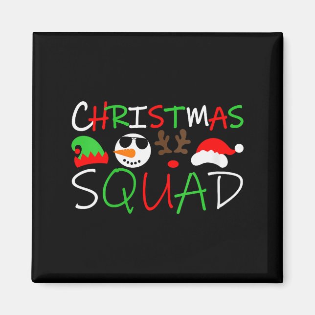 Womens Christmas Squad Reindeer Elf Santa Snowman  Magnet (Front)