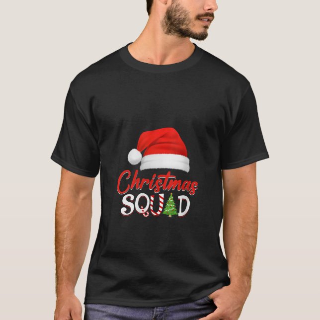 Womens Christmas Squad Santa Hat Matching Family G T-Shirt (Front)