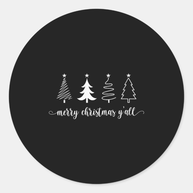 Womens Christmas Tree Merry Christmas Y'all Cute W Classic Round Sticker (Front)
