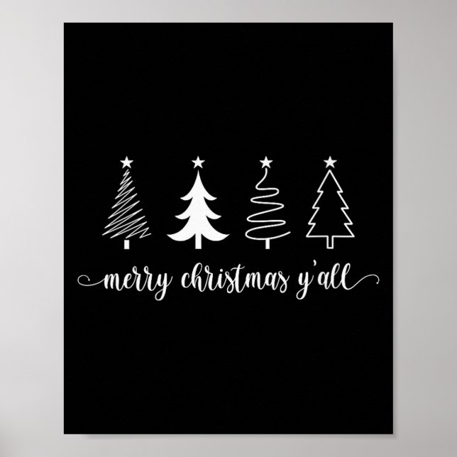 Womens Christmas Tree Merry Christmas Y'all Cute W Poster (Front)