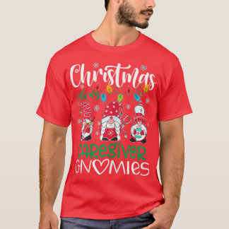 Womens Christmas With My Caregiver Gnomies Stethos T-Shirt