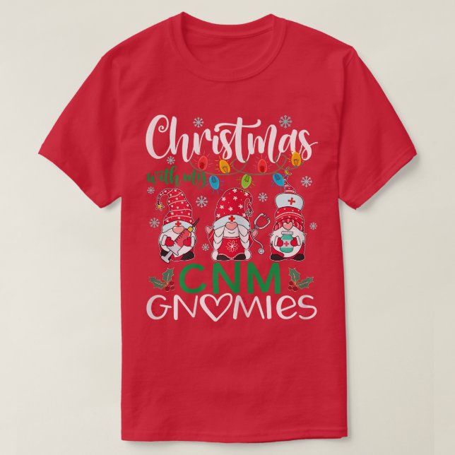 Womens Christmas With My CNM Gnomies Nurse Stethos T-Shirt (Design Front)