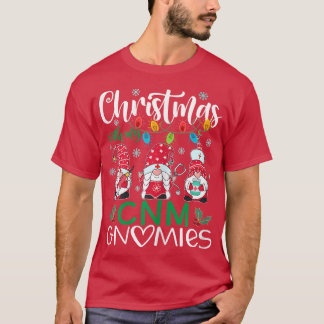 Womens Christmas With My CNM Gnomies Nurse Stethos T-Shirt