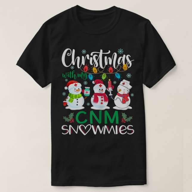 Womens Christmas With My CNM Snowmies Nurse Stetho T-Shirt (Design Front)