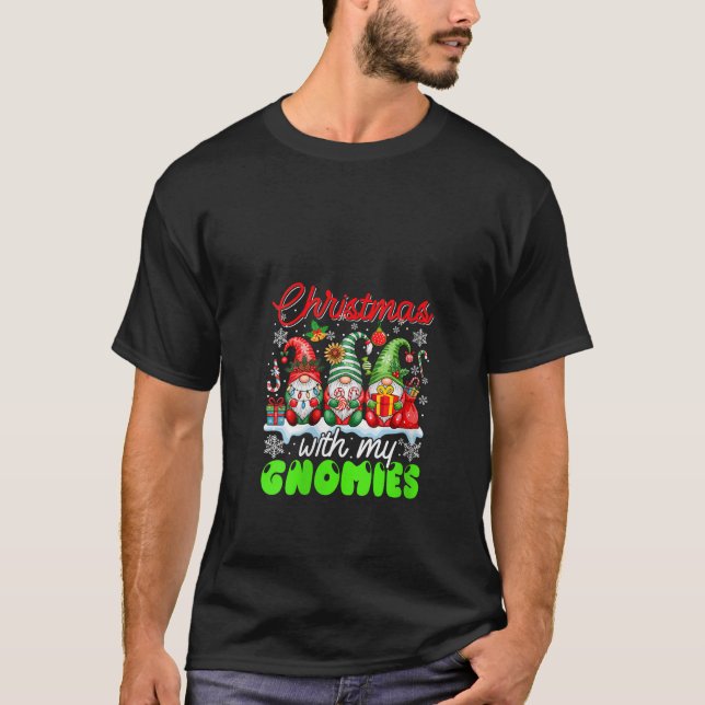 Womens Christmas with My Gnomies Three Gnomes Colo T-Shirt (Front)