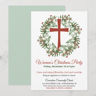 Women's Church Christmas Party Wreath Invitation