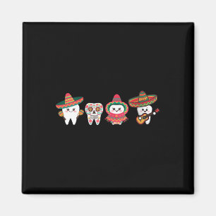 Womens Cinco De Mayo Cute Tooth Sugar Skull Mexica Magnet