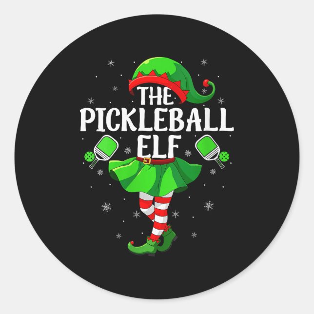 Womens Ckleball Elf Christmas Girls Women Elf Squa Classic Round Sticker (Front)