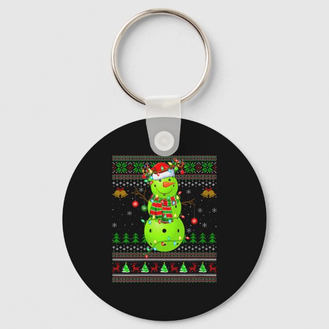 Womens Ckleball Snowman Ugly Christmas Sweater Srt Key Ring (Front)