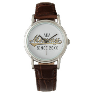 Women's Classic Brown Leather Strap Watch Mummy
