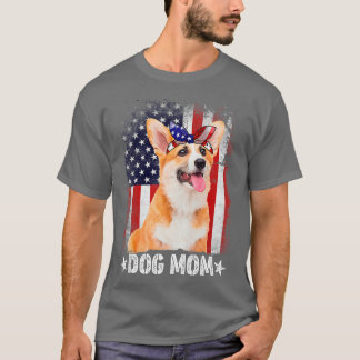 Womens Classic Corgi Dog Mom Usa Flag Mother's Day T-Shirt