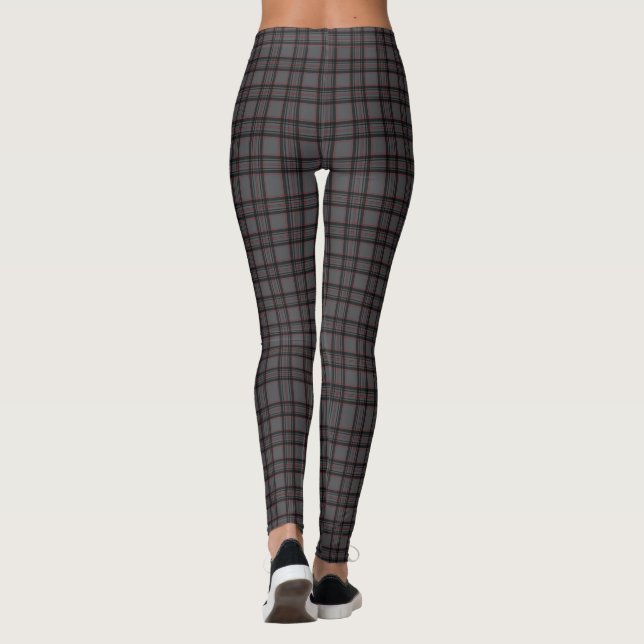 Women's Classic Grey Plaid Leggings Pants (Back)