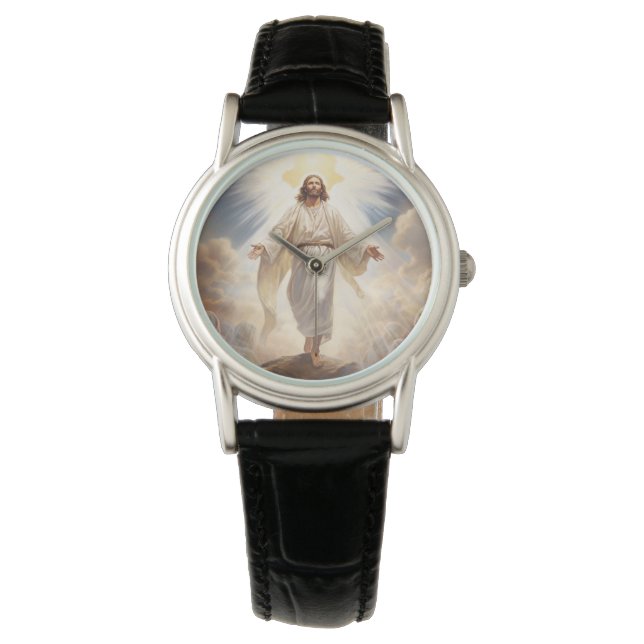 Womens Classic Leather Watch-Jesus Watch (Front)